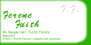 ferenc fuith business card
